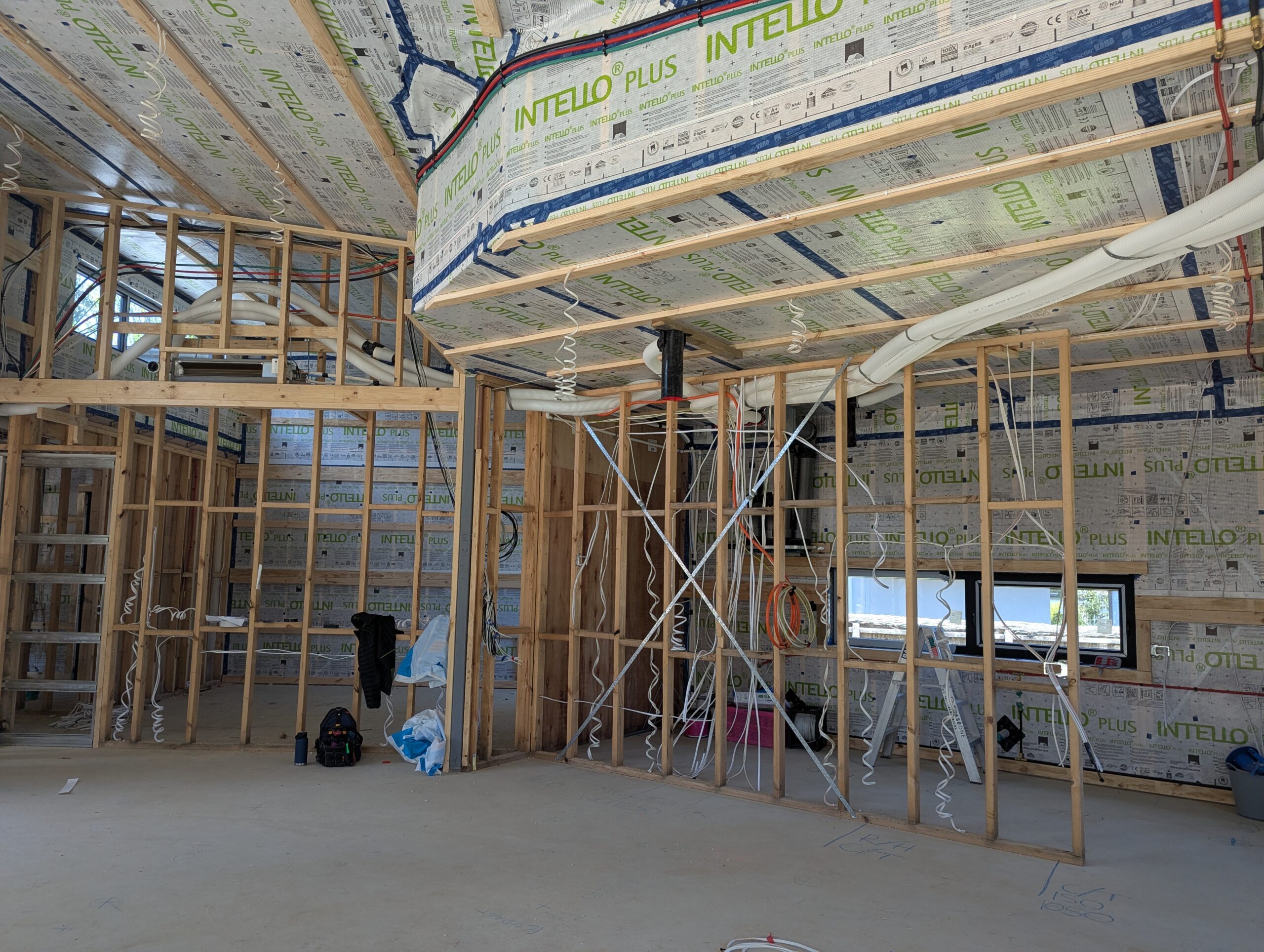 air-tightness layer and hrv ducts installation in a residential home