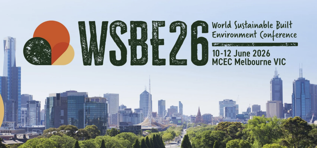 Sustainable building research presentation at WSBE26 Melbourne