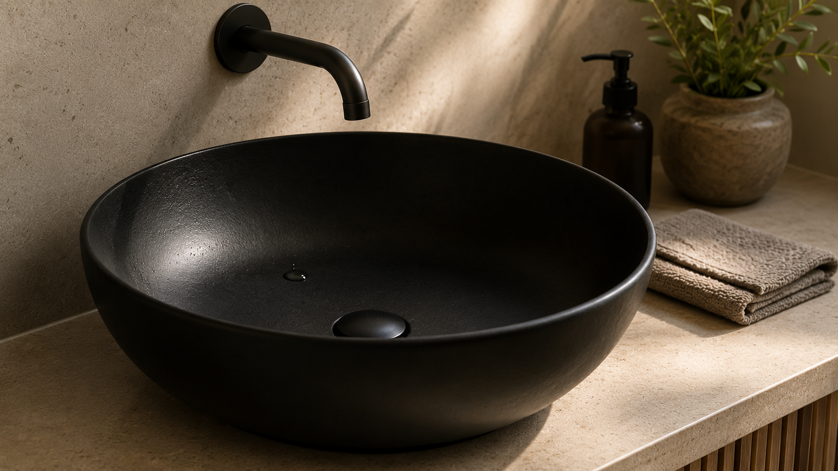 black bathroom basins